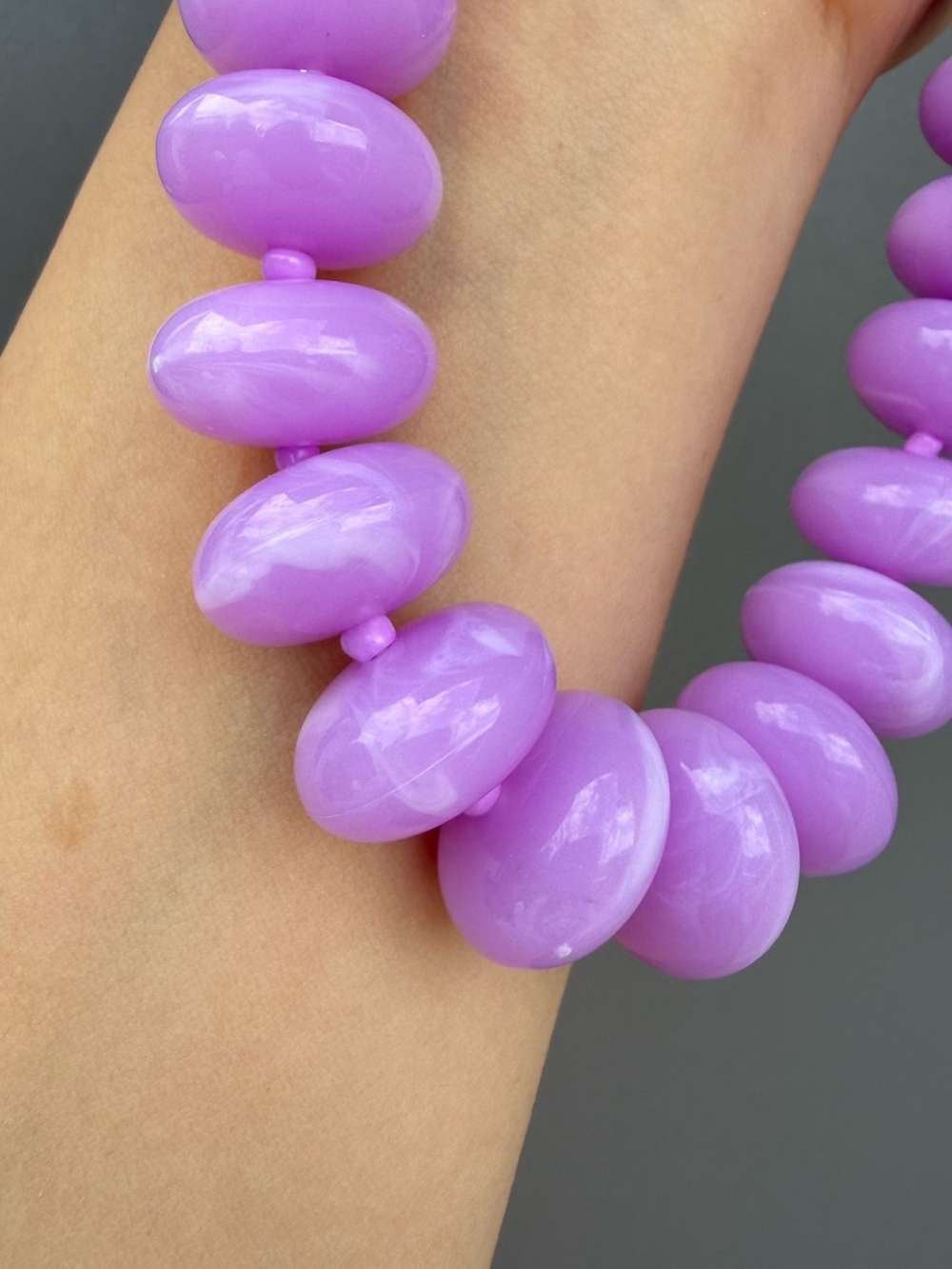 Chunky Lavender Bead Necklace - Picture 5 of 6